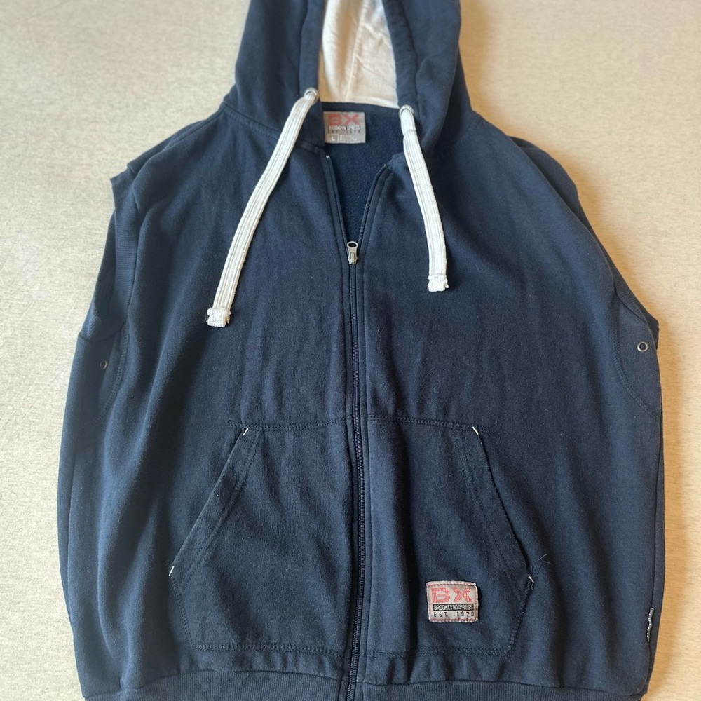 Brooklyn Xpress Navy blue ‎ Hoodie with White Drawstrings